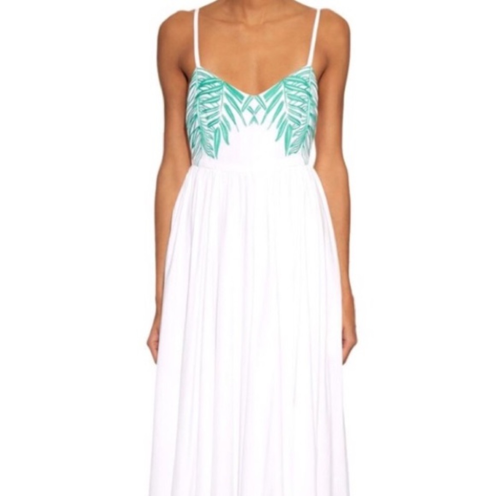 Mara Hoffman Palm Embroidered Tie-Back Dress